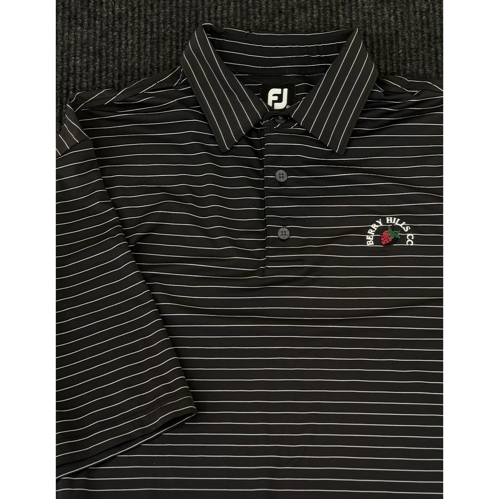 FootJoy Black Striped Polo XL Berry Hills Country Club Golf Shirt